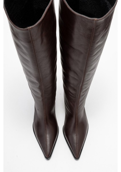 Sıora Kahverengi Cilt Hakiki Deri Kadın Kısa Topuklu Çizme fiyatları