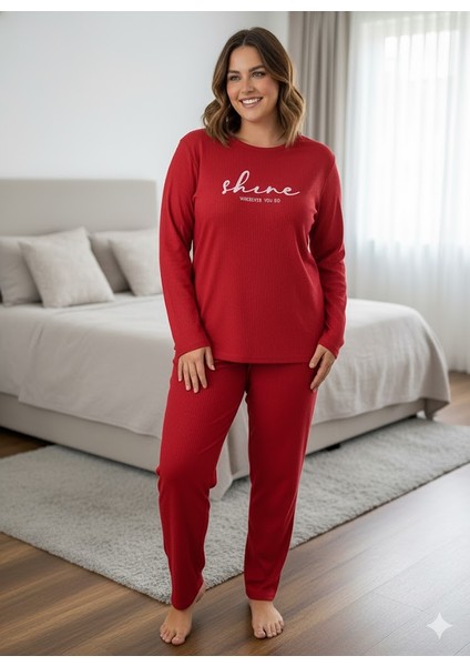 Kadın Kırmızı Kışlık Pijama Takım