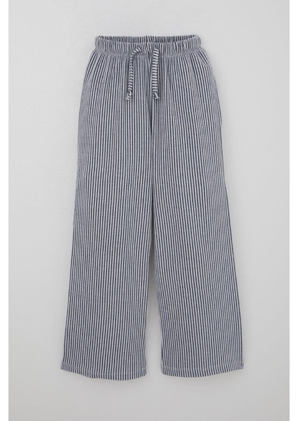 Kız Çocuk Pantolon Çizgili Bağcık Aksesuarlı Beli Lastik Detaylı 8-14 Yaş, Karışık Renk