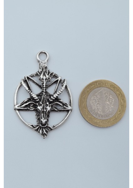 Pentagram Yıldızı Keçi Kafası Gümüş Kaplama Deri Ip Kolye fırsatları