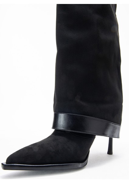 Elva Siyah Süet Kemer Tokalı Kadın Ince Topuklu Çizme fırsatları