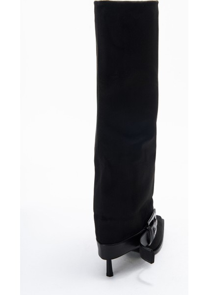 Elva Siyah Süet Kemer Tokalı Kadın Ince Topuklu Çizme indirimleri