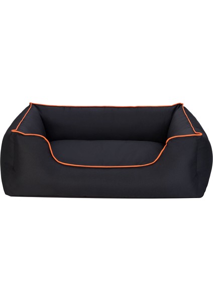 Techmrt Pet Comfort Alpha Köpek Yatağı Siyah W Turuncu Biye L 105X85CM