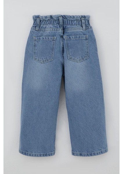 Kız Çocuk Jean Pantolon Yıldız Nakışlı Beli Lastikli Düğmeli 1.5-5 Yaş, Açık Mavi fiyatları