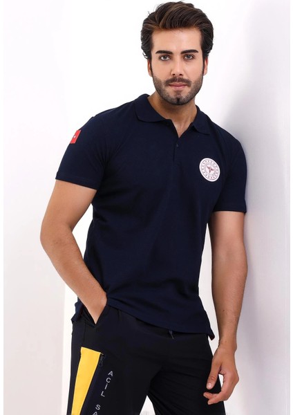 112 Acil Sağlık Yakalı Tshirt Kısa Kol Baskılı - Lacivert indirimleri