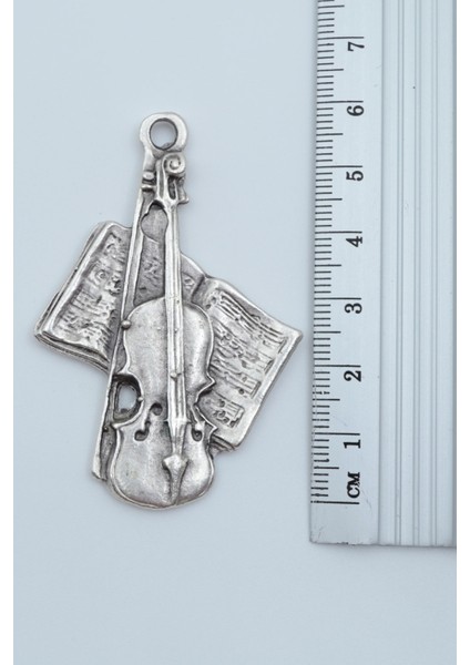 3'lü Keman Nota Defteri Bateri Gitar Gümüş Kaplama Kolye Seti fırsatları