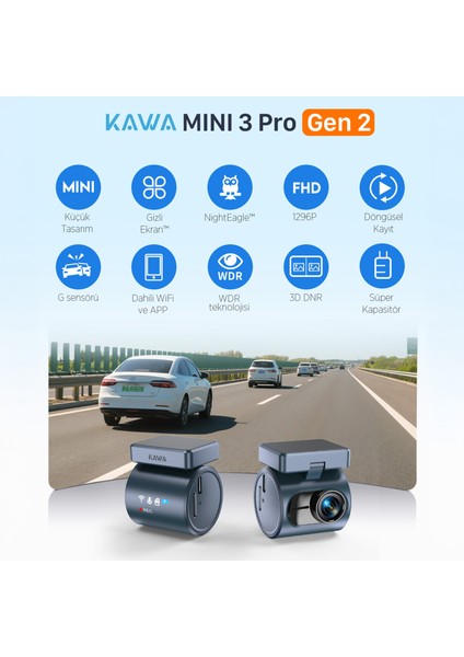 Mini 3 Pro Gen2 2k 1296P Wdr 145° Geniş Açı Lens Wifi Araç Kamerası + 32GB Hafıza Kartı fiyatları