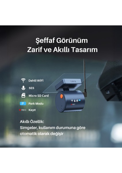 Mini 3 Pro Gen2 2k 1296P Wdr 145° Geniş Açı Lens Wifi Araç Kamerası + 32GB Hafıza Kartı modelleri