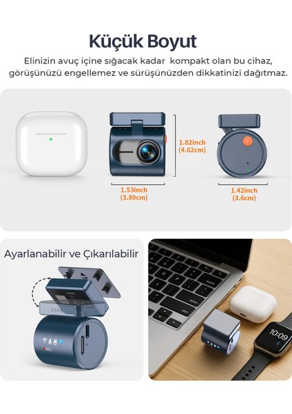 Mini 3 Pro Gen2 2k 1296P Wdr 145° Geniş Açı Lens Wifi Araç Kamerası + 32GB Hafıza Kartı indirimleri