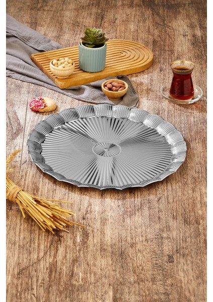 35 cm Gümüş Tepsi – Parlak Yüzeyli Şık Servis ve Sunum Tepsisi fiyatları