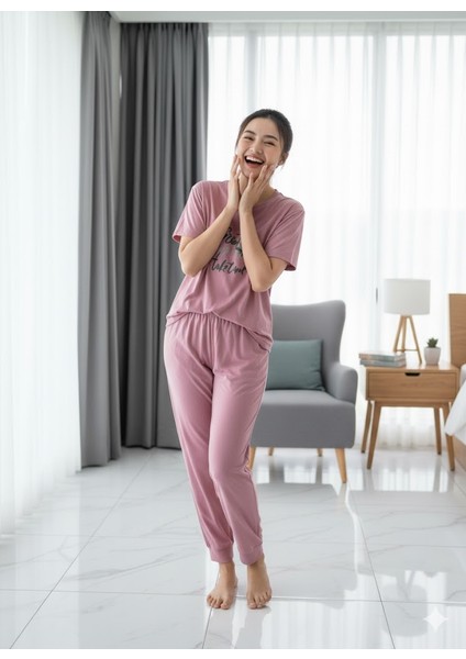 Kadın Pembe Kısa Kol Pijama Takım fiyatları