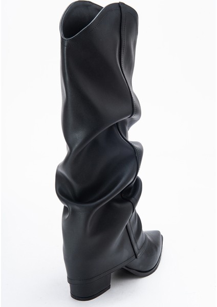 Elarıs Siyah Cilt Körüklü Kadın Kalın Topuklu Çizme indirimleri