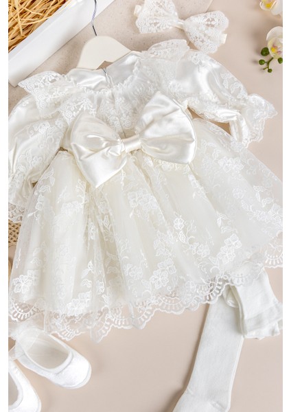 Güpürlü 4'lü Kız Bebek Mevlüt Elbise Seti modelleri