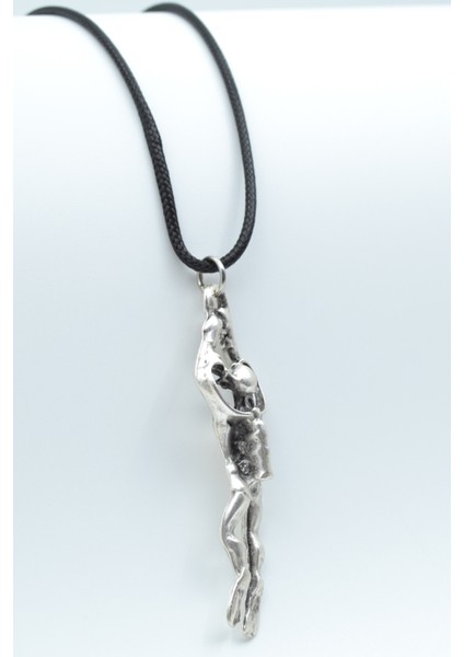 Dalgıç Gümüş Kaplama Deri Ip Kolye