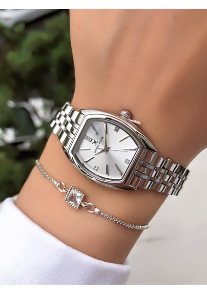 Orijinal Çelik Kordon Kadın Kol Saati 3 Atm Su Geçirmezlik Bileklik Hediyeli