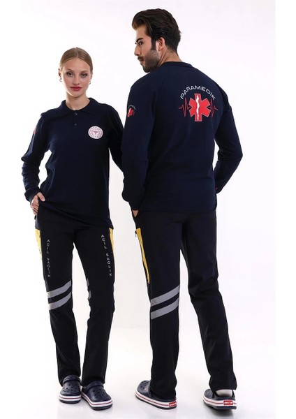 Paramedik Yakalı Unisex Tshirt Uzun Kol - Lacivert fiyatları