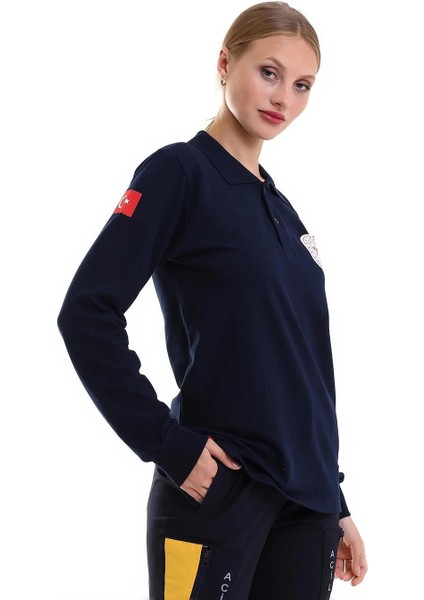 Paramedik Yakalı Unisex Tshirt Uzun Kol - Lacivert indirimleri