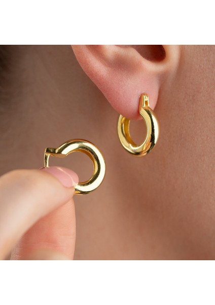 925 Ayar Gümüş Bombeli Halka Küpe