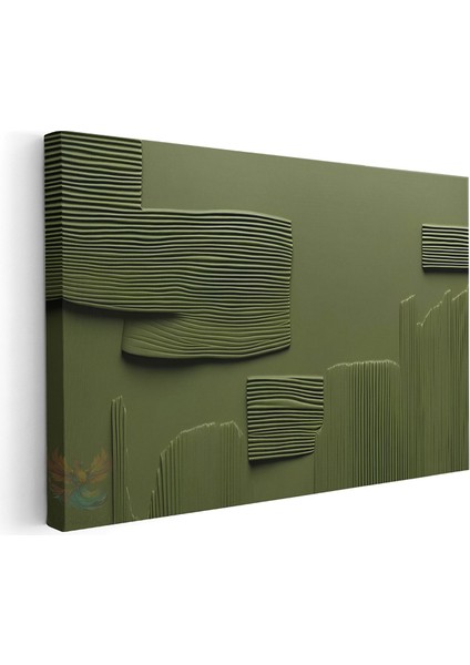 Kanvas Yatay Duvar Tablosu Kanvas Yesil Cizgiler Ev Ofis Salon Modern Duvar Tablosu