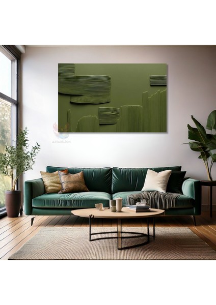 Kanvas Yatay Duvar Tablosu Kanvas Yesil Cizgiler Ev Ofis Salon Modern Duvar Tablosu fiyatları