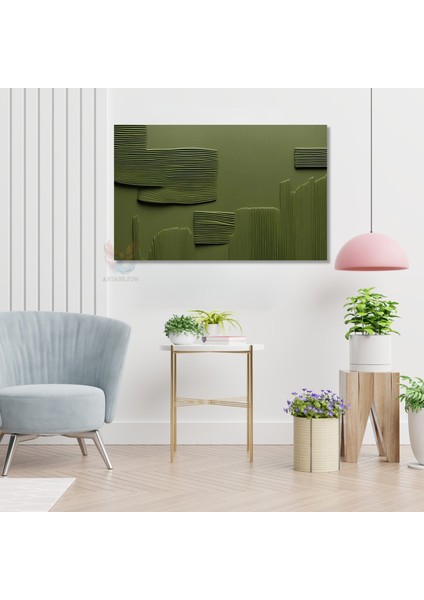 Kanvas Yatay Duvar Tablosu Kanvas Yesil Cizgiler Ev Ofis Salon Modern Duvar Tablosu modelleri