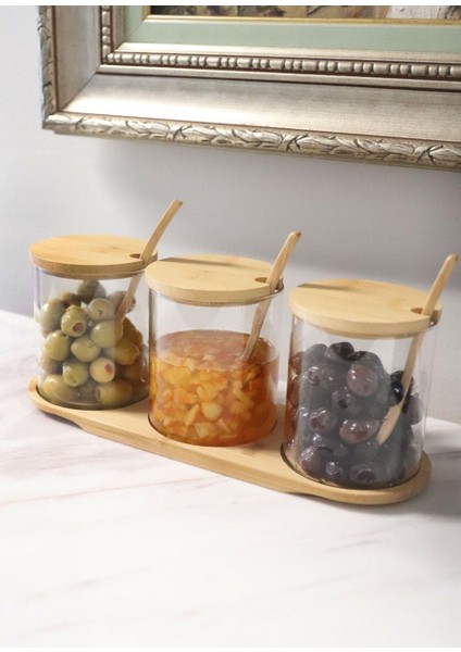 Bambu Kapaklı Borosilikat Cam Kavanoz 3lü Set fiyatları