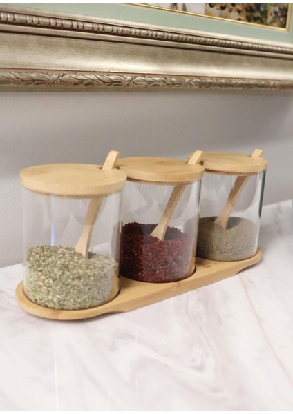 Bambu Kapaklı Borosilikat Cam Kavanoz 3lü Set modelleri