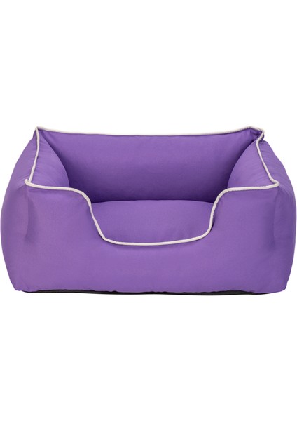 Techmrt Pet Comfort Alpha Kedi ve Köpek Yatağı Mor W Beyaz Biye S 60X50CM