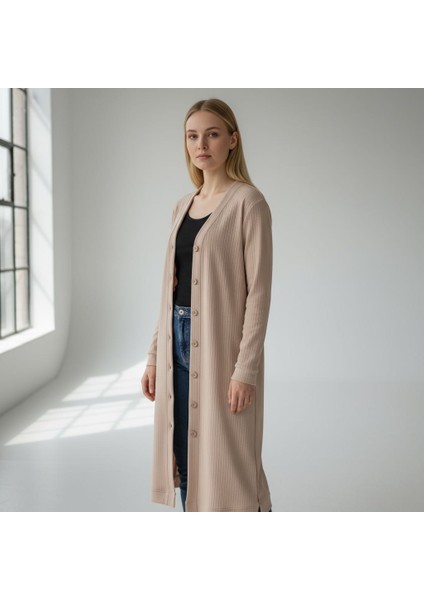 Kadın Düğmeli Uzun Triko Hırka modelleri