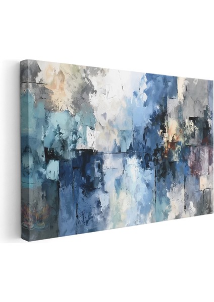 Kanvas Yatay Duvar Tablosu Kanvas Soyut Mavi Tonlari Ev Ofis Salon Modern Duvar Tablosu