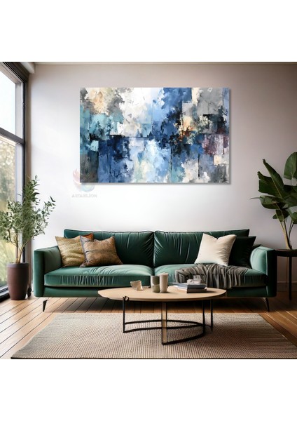 Kanvas Yatay Duvar Tablosu Kanvas Soyut Mavi Tonlari Ev Ofis Salon Modern Duvar Tablosu fiyatları