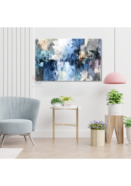 Kanvas Yatay Duvar Tablosu Kanvas Soyut Mavi Tonlari Ev Ofis Salon Modern Duvar Tablosu modelleri