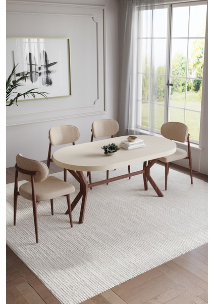 Bohem Polo Mutfak Masası 4 Kişilik Ahşap Görünümlü