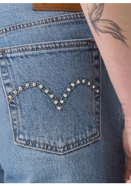 501 Crop Kadın Mavi Jean Kot Denim Pantolon A7739-0028 fırsatları