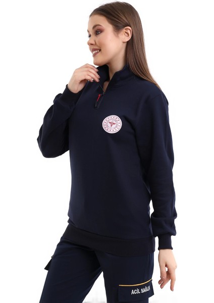 112 Sweatshirt Kışlık Unisex Balıkçı Yaka - Lacivert