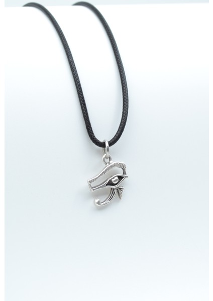 Minimal Horos'un - Ra'nın Gözü Gümüş Kaplama Deri Ip Kolye