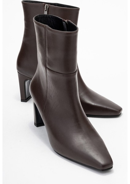 Elıas Kahverengi Cilt Hakiki Deri Kadın Blok Topuklu Bot