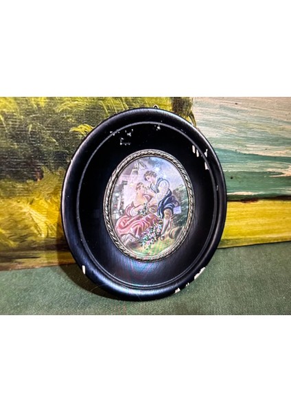 Ahşap Çerçeve Içerisinde El Boyama Resimler 11,5 cm 10 cm Ölçülerinde - 76786