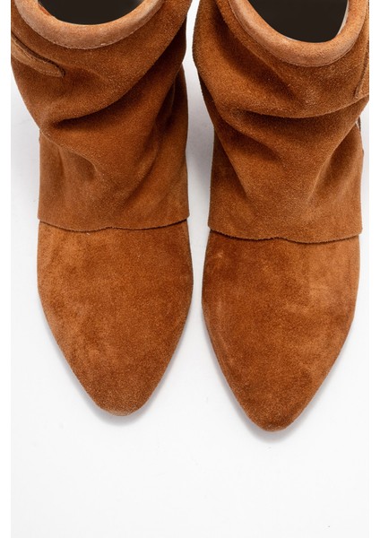 Noar Taba Süet Hakiki Deri Büzgülü Fermuarlı Kadın Bot fiyatları