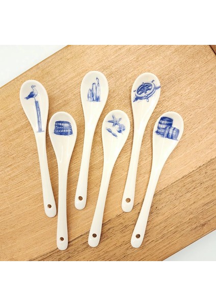 Deniz Temalı Desen Porselen Mini Kaşık Seti 6'lı fırsatları