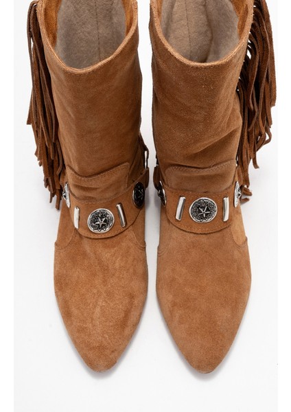 Selora Taba Süet Püsküllü Hakiki Deri Tokalı Kadın Western Bot fiyatları