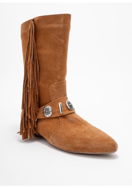 Selora Taba Süet Püsküllü Hakiki Deri Tokalı Kadın Western Bot modelleri