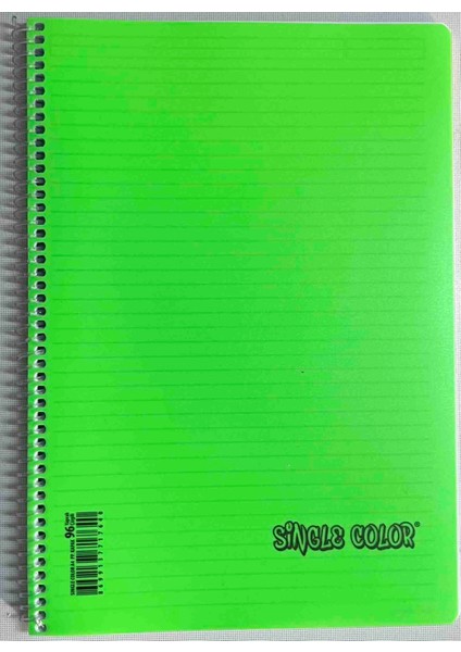 Sıngle Color A4 96 Yaprak Çizgili Pp Kapak Spiralli Defter Neon Yeşil