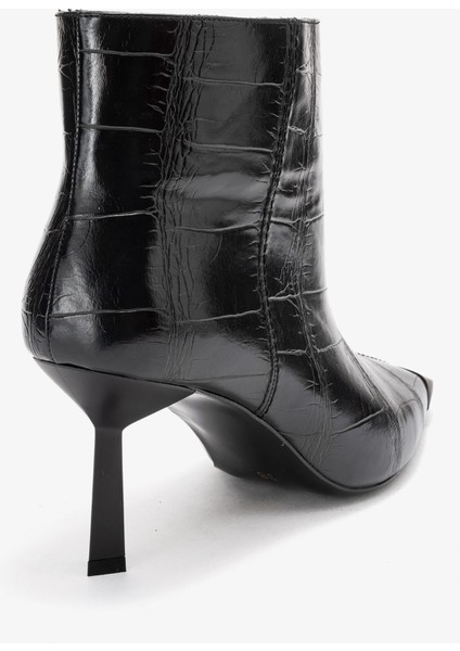 Rassel Siyah Baskı Mat Burunlu Kadın Ince Topuklu Bot indirimleri