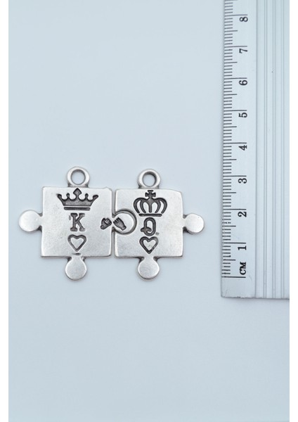 Puzzle - Queen - King - Sevgili Gümüş Kaplama Deri İp Kolye modelleri
