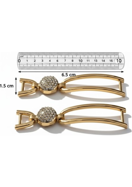 Metal Taşlı Toka – Parlak Şık Aksesuar 6.5x1.5 cm (Ayakkabı, Çanta, Sandalet ve Dekoratif Kullanım) ( 1 Çift) fiyatları