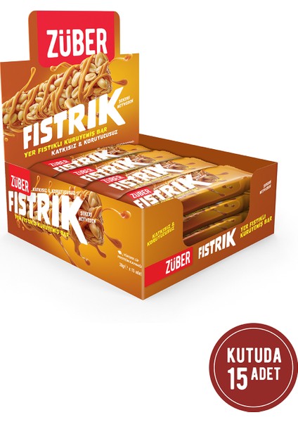 Fıstrık Yer Fıstıklı Kuruyemiş Bar 30G X 15 Adet