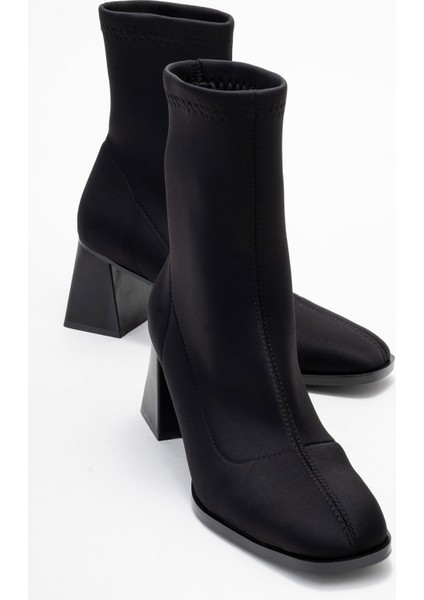 Plesa Siyah Scuba Kadın Kalın Topuklu Bot