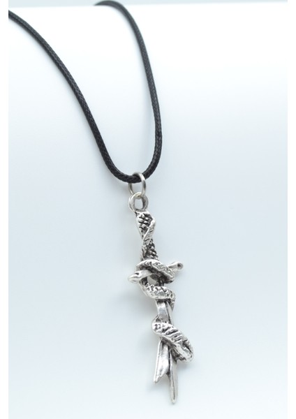 Kılıç Gümüş Kaplama Deri İp Kolye