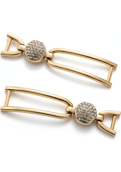 Metal Taşlı Toka – Parlak Şık Aksesuar 6.5x1.5 cm (Ayakkabı, Çanta, Sandalet ve Dekoratif Kullanım) ( 1 Çift)